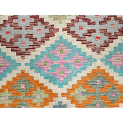 Flat Weave Wool Hand Woven Rug Blue No Border 6.8X9.10 -O085720