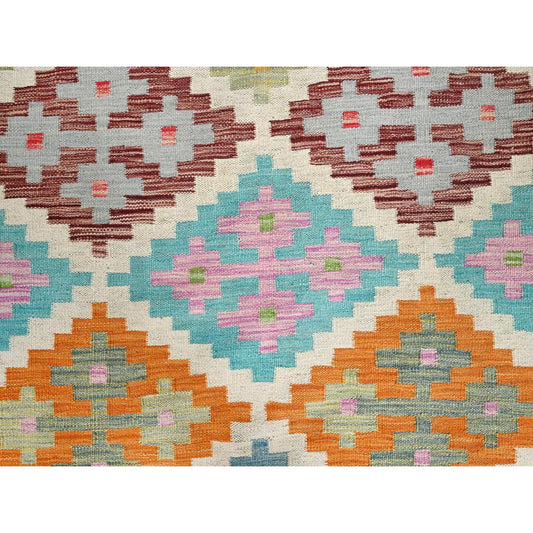 Flat Weave Wool Hand Woven Rug Blue No Border 6.8X9.10 -O085720