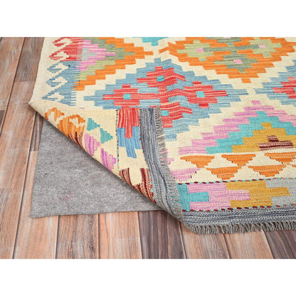 Flat Weave Wool Hand Woven Rug Blue No Border 6.8X9.10 -O085720