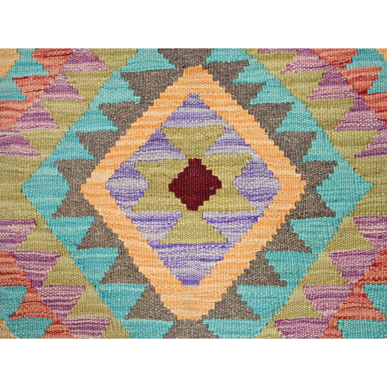 Flat Weave Wool Hand Woven Rug Brown No Border 2.0X3.0 -O085733