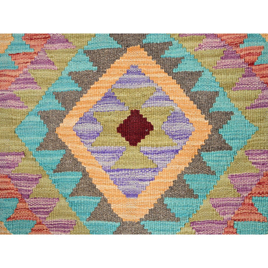 Flat Weave Wool Hand Woven Rug Brown No Border 2.0X3.0 -O085733