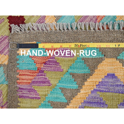Flat Weave Wool Hand Woven Rug Brown No Border 2.0X3.0 -O085733