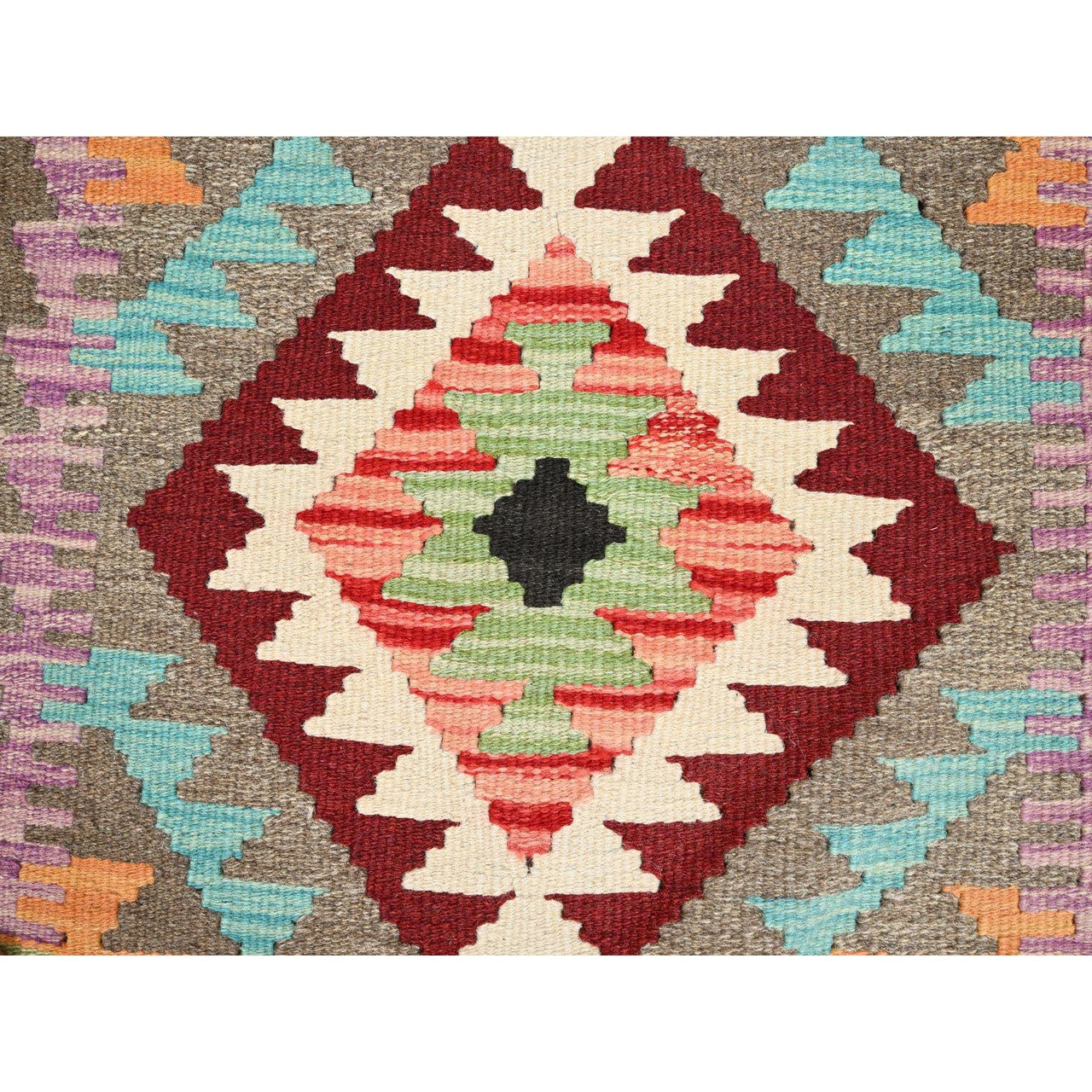 Flat Weave Wool Hand Woven Rug Grey No Border 2.0X3.0 -O085738