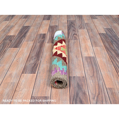 Flat Weave Wool Hand Woven Rug Grey No Border 2.0X3.0 -O085738