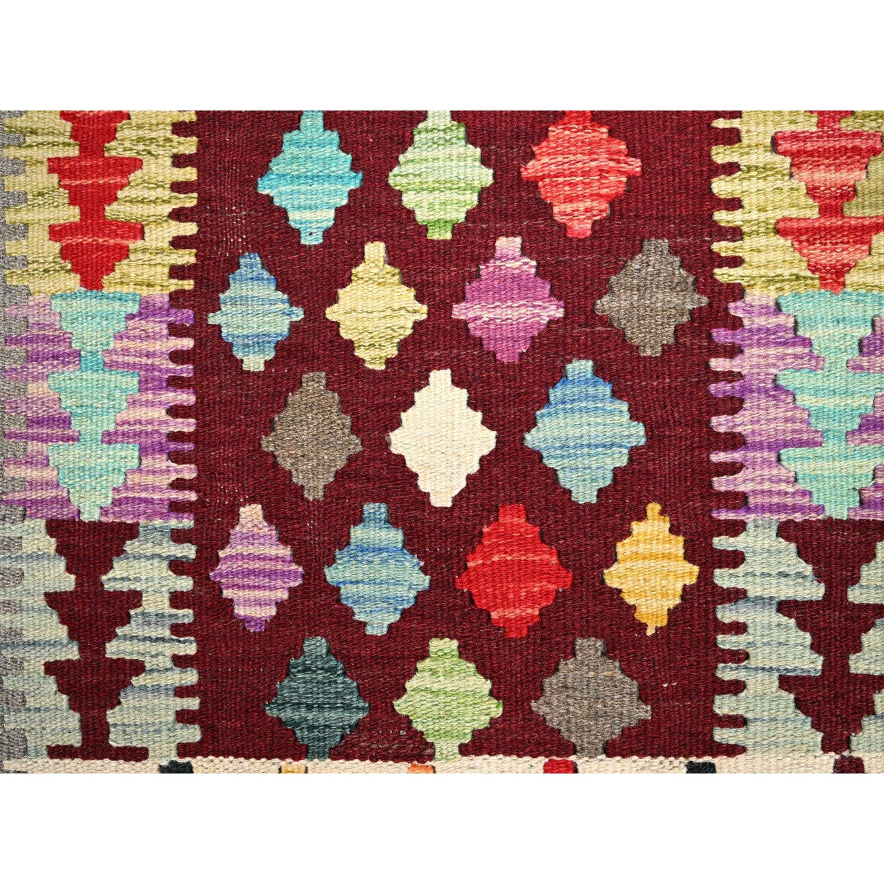 Flat Weave Wool Hand Woven Rug Red No Border 2.0X2.10 -O085743