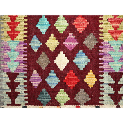 Flat Weave Wool Hand Woven Rug Red No Border 2.0X2.10 -O085743
