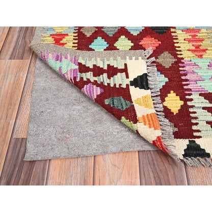 Flat Weave Wool Hand Woven Rug Red No Border 2.0X2.10 -O085743