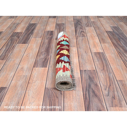 Flat Weave Wool Hand Woven Rug Red No Border 2.0X2.10 -O085743