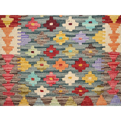 Flat Weave Wool Hand Woven Rug Red No Border 2.0X3.0 -O085746