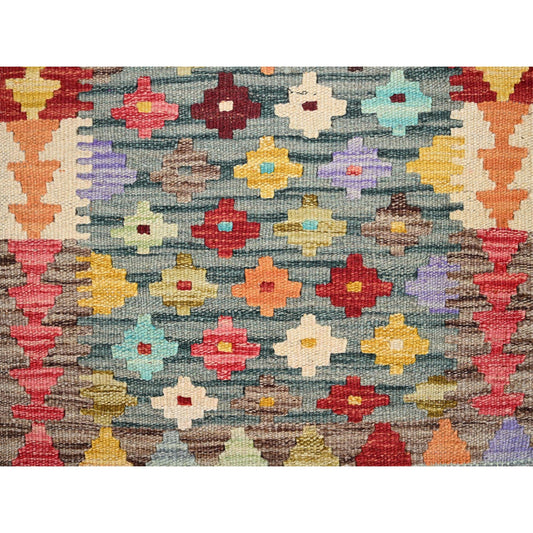 Flat Weave Wool Hand Woven Rug Red No Border 2.0X3.0 -O085746