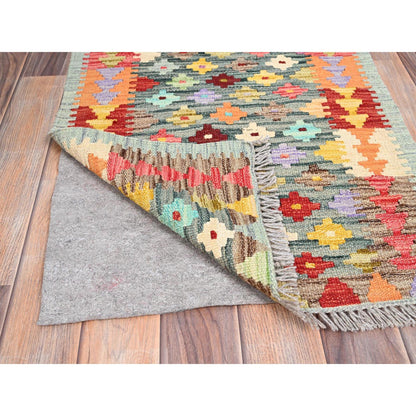 Flat Weave Wool Hand Woven Rug Red No Border 2.0X3.0 -O085746