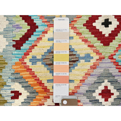 Flat Weave Wool Hand Woven Rug Blue No Border 10.2X13.9 -O085753