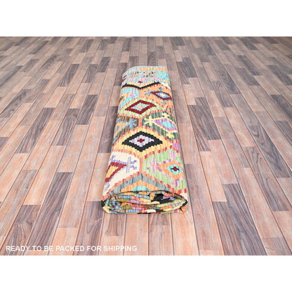 Flat Weave Wool Hand Woven Rug Blue No Border 10.2X13.9 -O085753