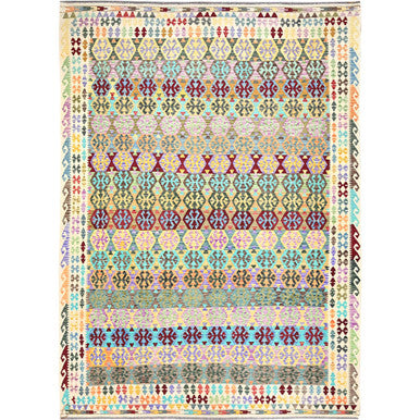Flat Weave Wool Hand Woven Rug Red No Border 10.1X13.10 -O085754