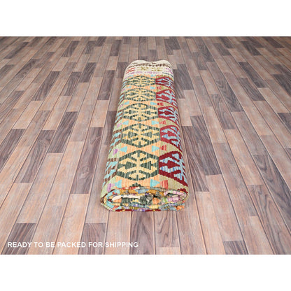 Flat Weave Wool Hand Woven Rug Red No Border 10.1X13.10 -O085754