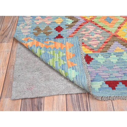 Flat Weave Wool Hand Woven Rug Blue No Border 10.7X14.0 -O085755