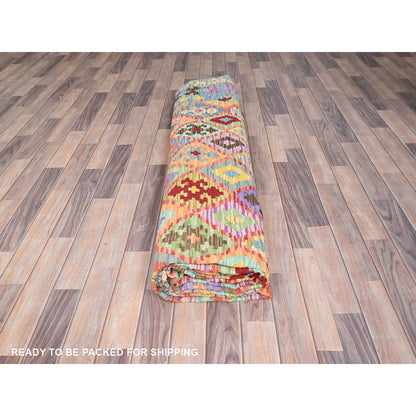 Flat Weave Wool Hand Woven Rug Blue No Border 10.7X14.0 -O085755