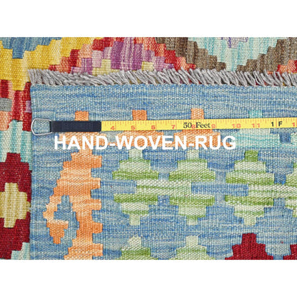Flat Weave Wool Hand Woven Rug Blue No Border 10.7X14.0 -O085755
