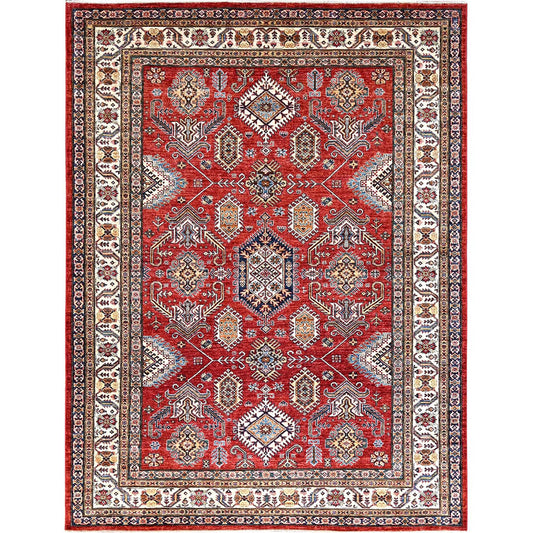 Kazak Wool Hand Knotted Rug Red Ivory 8.1X10.6 -O085785