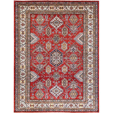Kazak Wool Hand Knotted Rug Red Ivory 8.1X10.6 -O085785