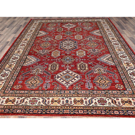 Kazak Wool Hand Knotted Rug Red Ivory 8.1X10.6 -O085785