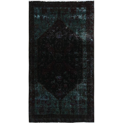 Overdyed & Vintage Wool Hand Knotted Rug Red 3.2x6.0 -O0857