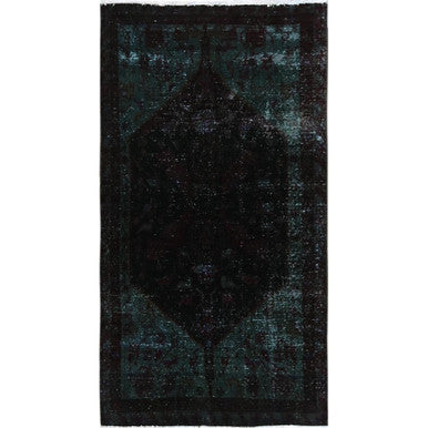 Overdyed & Vintage Wool Hand Knotted Rug Red 3.2x6.0 -O0857