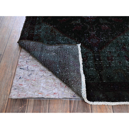Overdyed & Vintage Wool Hand Knotted Rug Red 3.2x6.0 -O0857