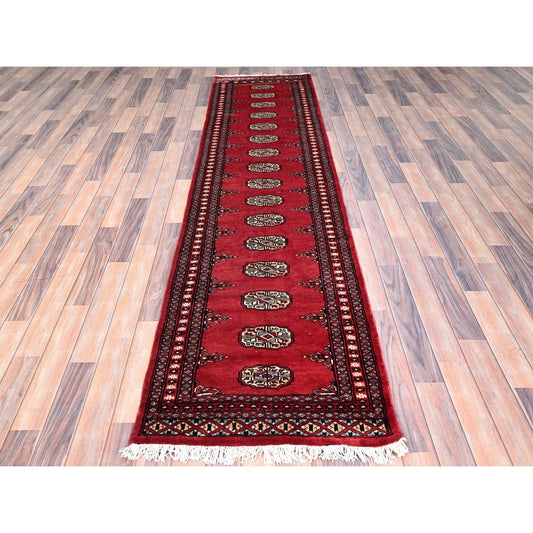 Tribal & Geometric Wool Hand Knotted Rug Red Red 2.6X9.10 -O085809