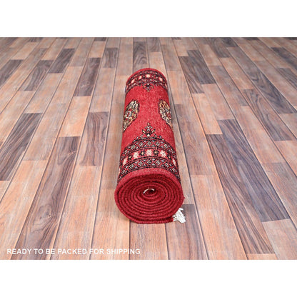 Tribal & Geometric Wool Hand Knotted Rug Red Red 2.6X9.10 -O085809