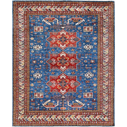 Kazak Wool Hand Knotted Rug Blue Ivory 8.3X10.0 -O085826