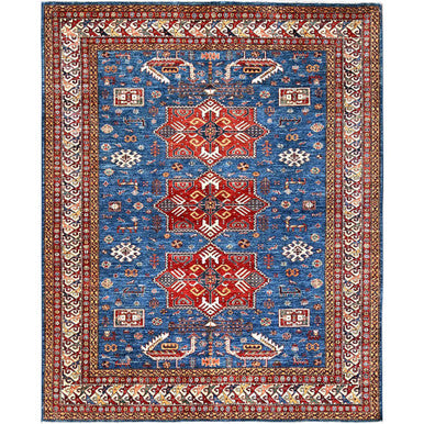 Kazak Wool Hand Knotted Rug Blue Ivory 8.3X10.0 -O085826