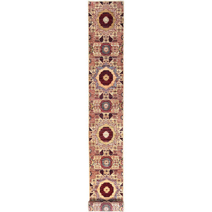 Mamluk Wool Hand Knotted Rug Ivory Ivory 2.3X24.8 -O085843