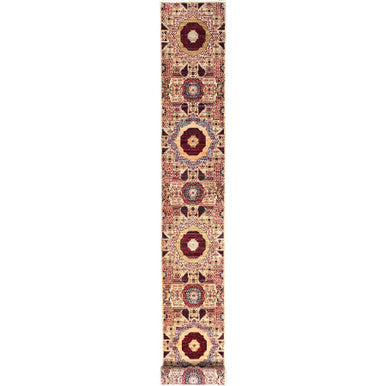 Mamluk Wool Hand Knotted Rug Ivory Ivory 2.3X24.8 -O085843