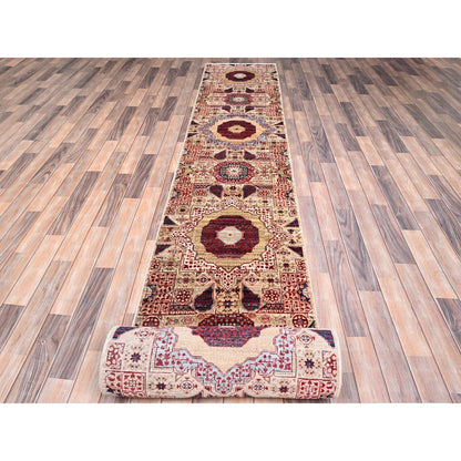 Mamluk Wool Hand Knotted Rug Ivory Ivory 2.3X24.8 -O085843