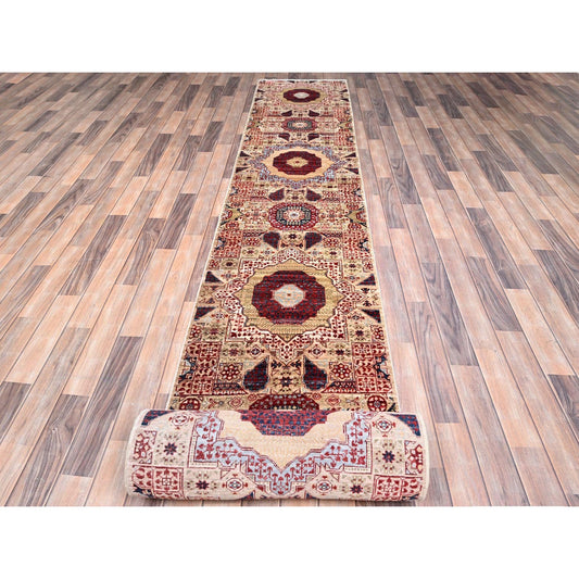 Mamluk Wool Hand Knotted Rug Ivory Ivory 2.3X24.8 -O085843