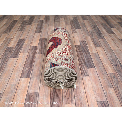 Mamluk Wool Hand Knotted Rug Ivory No Border 2.4X24.8 -O085846