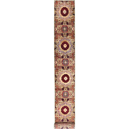 Mamluk Wool Hand Knotted Rug Green No Border 2.4X24.7 -O085847