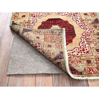 Mamluk Wool Hand Knotted Rug Green No Border 2.4X24.7 -O085847