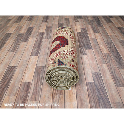 Mamluk Wool Hand Knotted Rug Green No Border 2.4X24.7 -O085847
