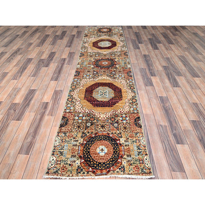 Mamluk Wool Hand Knotted Rug Ivory No Border 2.5X10.3 -O085848