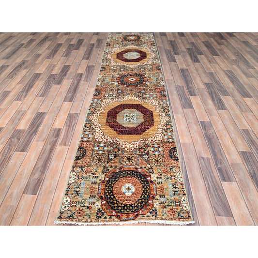 Mamluk Wool Hand Knotted Rug Ivory No Border 2.5X10.3 -O085848