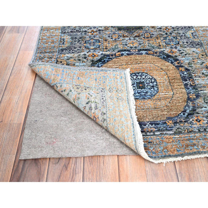 Mamluk Wool Hand Knotted Rug Blue Blue 2.6X13.9 -O085849