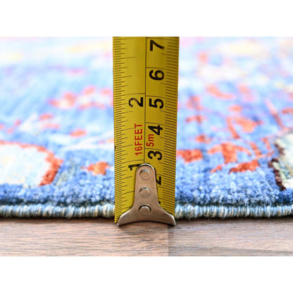 Mamluk Wool Hand Knotted Rug Blue No Border 2.8X9.10 -O085851