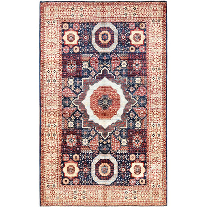Mamluk Wool Hand Knotted Rug Blue Beige 3.10X6.3 -O085852
