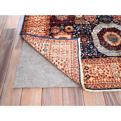 Mamluk Wool Hand Knotted Rug Blue Beige 3.10X6.3 -O085852