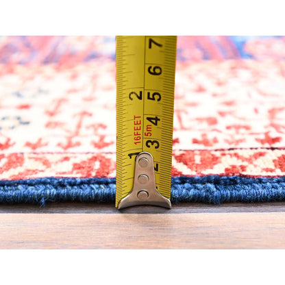 Mamluk Wool Hand Knotted Rug Blue Beige 3.10X6.3 -O085852