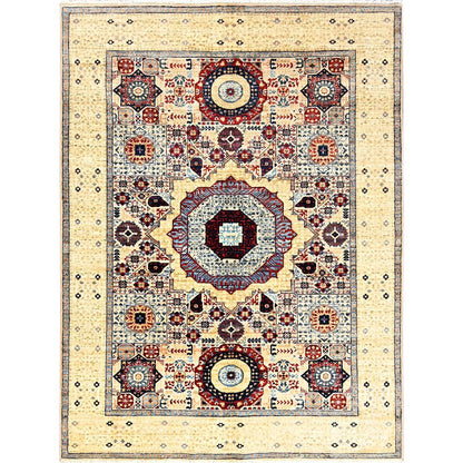 Mamluk Wool Hand Knotted Rug Ivory Ivory 5.1X6.8 -O085863