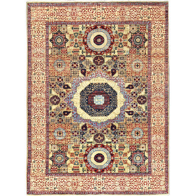 Mamluk Wool Hand Knotted Rug Green Ivory 5.0X6.8 -O085864