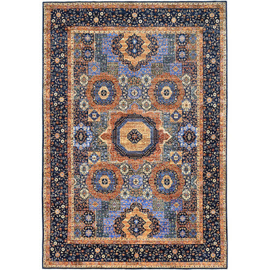 Mamluk Wool Hand Knotted Rug Blue Blue 8.9X12.10 -O085869